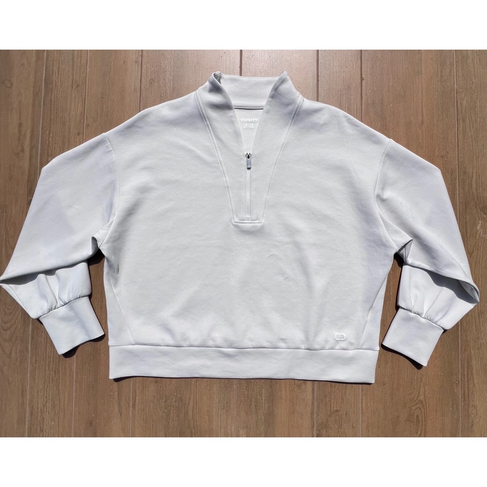 OGIO LOG861 Womens White Quarter Zip Mock Neck Pullover Sweatshirt 2XL - Picture 12 of 12